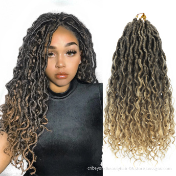 Synthetic Crochet Braids Hair Passion Twist Brown  River Goddess Braiding Hair Extension Faux Locs With Curly Hair
